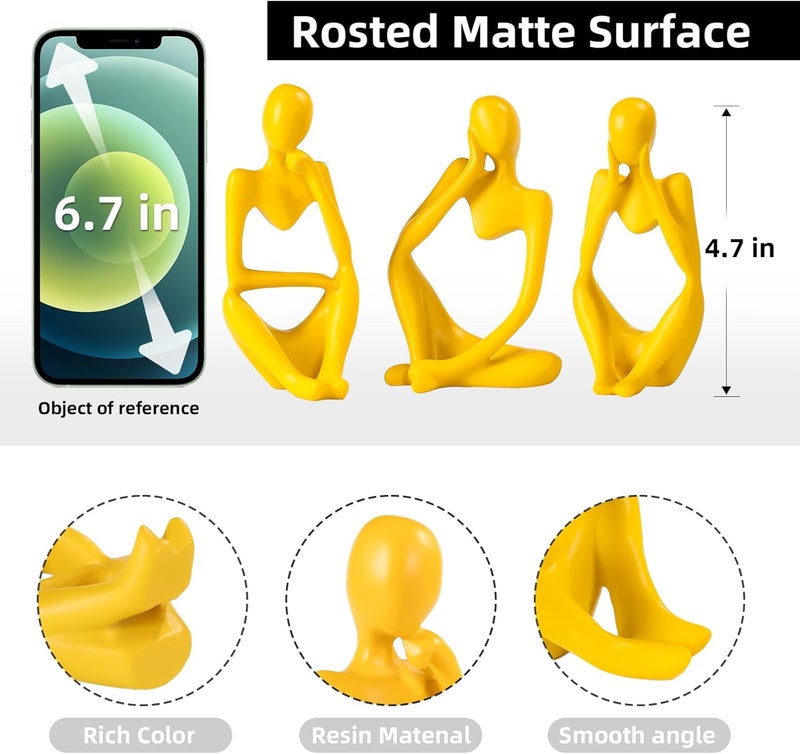 BMLCGJ Thinker Statue Gold Decor Abstract Art Sculpture, Golden Resin Collectible Figurines for Home Living Room Office Shelf Decoration,Great Gifts Ideas (Yellow) - Image 4